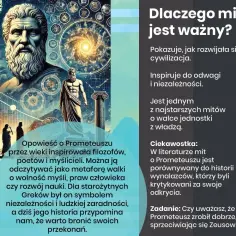Mit o Prometeuszu, symbol walki o wolność i wiedzę, inspiruje od wieków. Jego historia, przypominająca o niezależności, jest jak prometeizm Konrada.