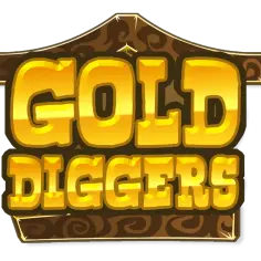 Złote litery "GOLD DIGGERS" na brązowym tle.