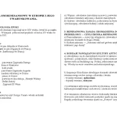 Fragment tekstu o renesansie z datami wydarzeń w Europie i Polsce.