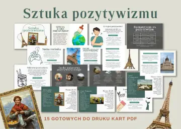 Sztuka pozytywizmu: nauka, technika, architektura i malarstwo. Obraz przedstawia kluczowe cechy i przykłady tego nurtu.