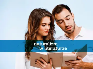 Para czyta książkę, zgłębiając tajniki konwencji naturalistycznej w literaturze.