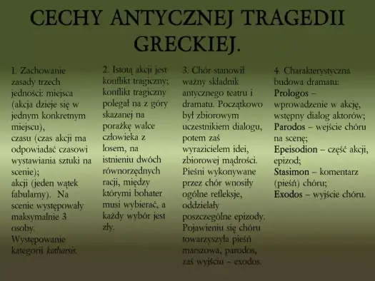 Cechy tragedii greckiej - konflikt tragiczny i katharsis