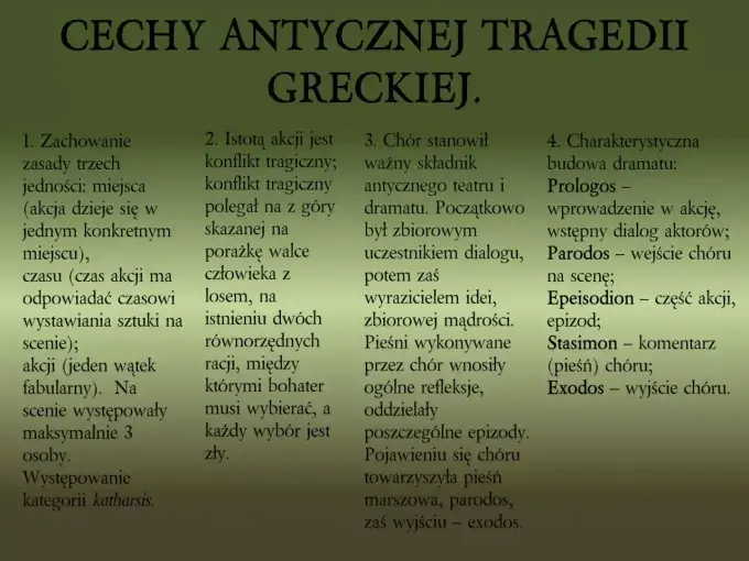 Cechy tragedii greckiej - konflikt tragiczny i katharsis